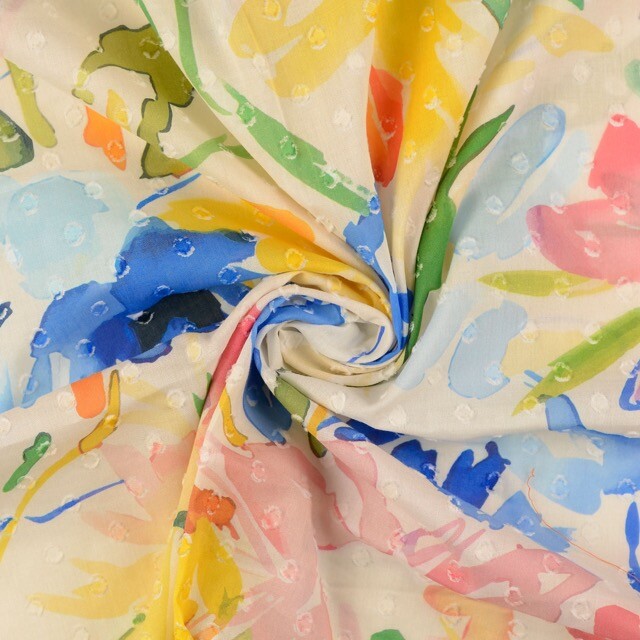 Katoen voile scherli digitaaldruk abstract multicolor