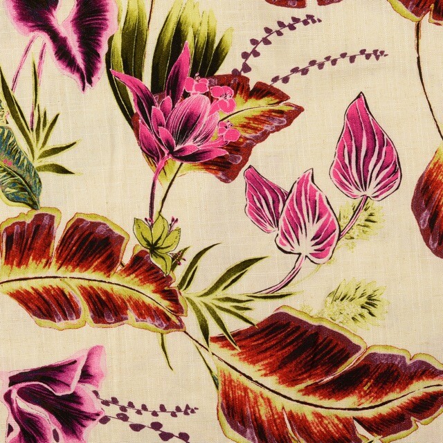 Viscose linnen digitaaldruk palmbomen roze