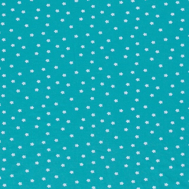 katoen tricot bloemen turquoise