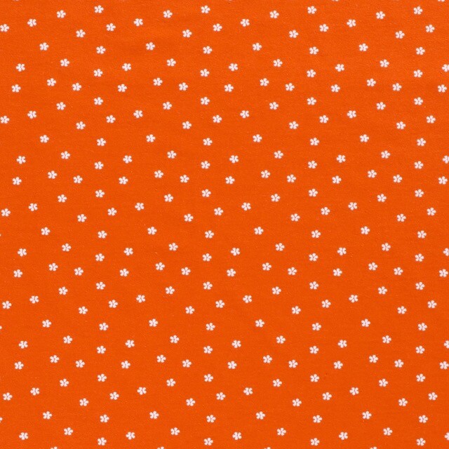 Katoen tricot bloemen oranje