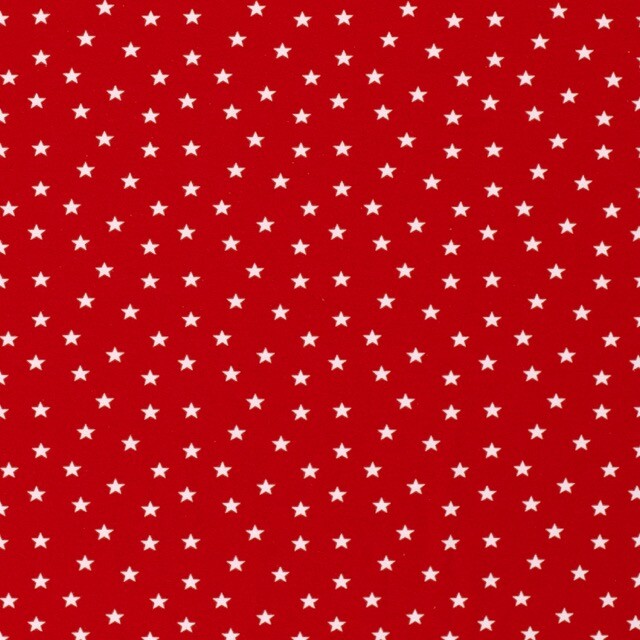 Katoen tricot sterren rood