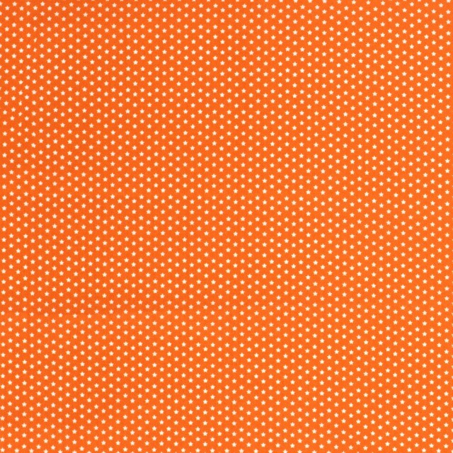 Katoen poplin bedrukt sterren oranje