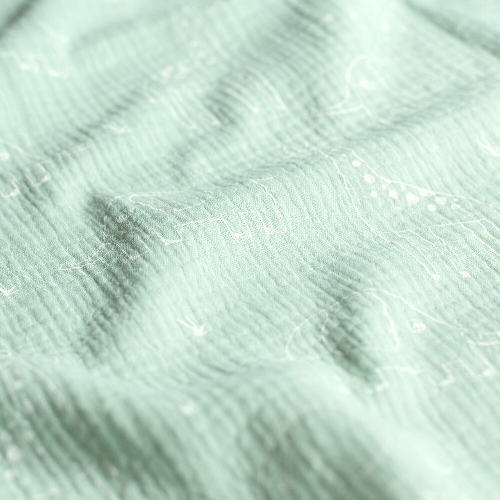 katoenen mousseline giraffen en olifanten mint