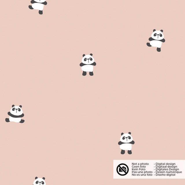 katoen poplin panda's lichtroze