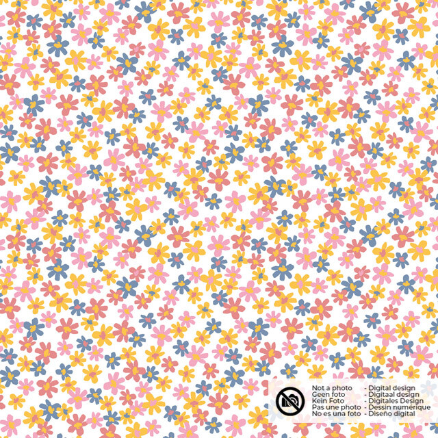 Katoen poplin bloemen roze