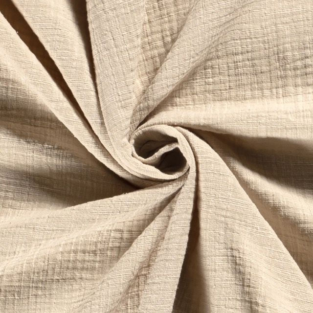 katoenen mousseline slub beige