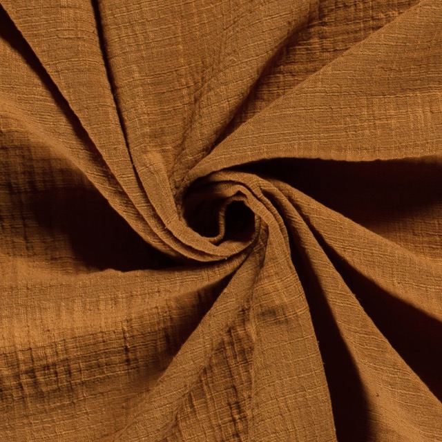 katoenen mousseline slub karamel