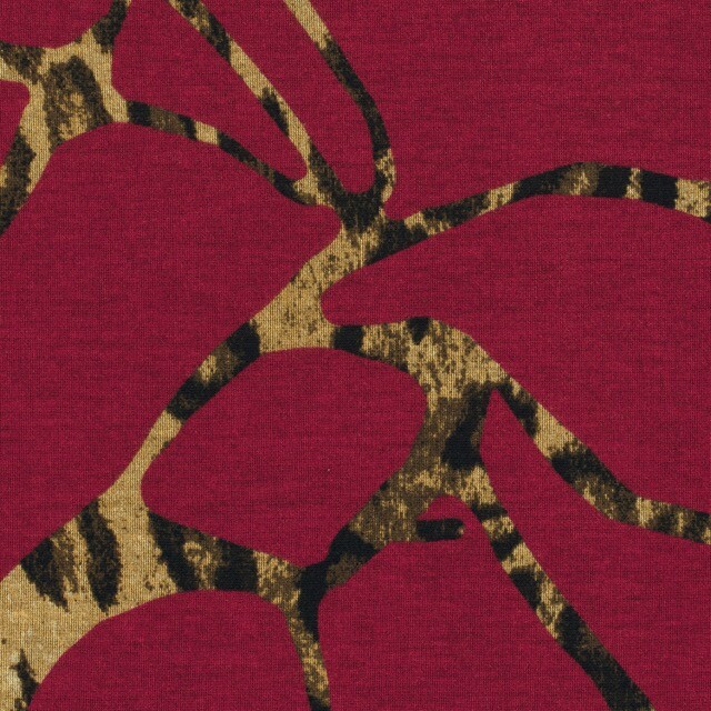 jersey stof discharge abstract donkerrood