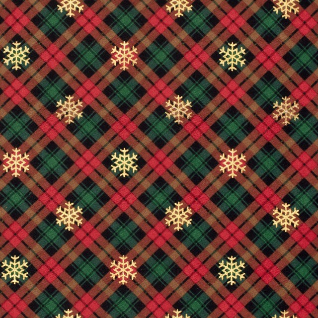 flanel foliedruk kerst ruiten rood/goud