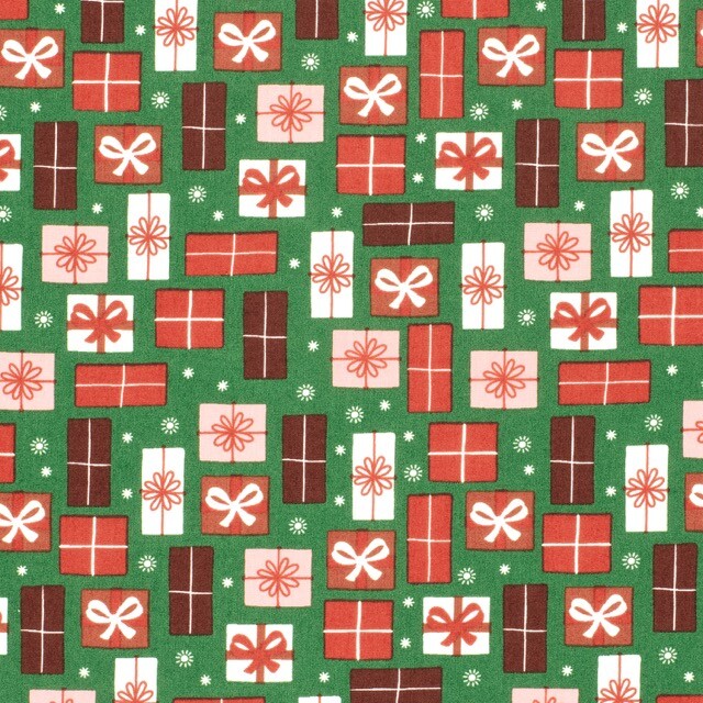 Katoen poplin kerst kado's groen