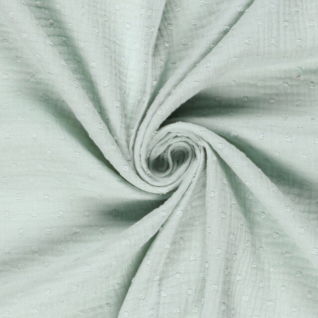 Katoenen mousseline dobby stippen mint