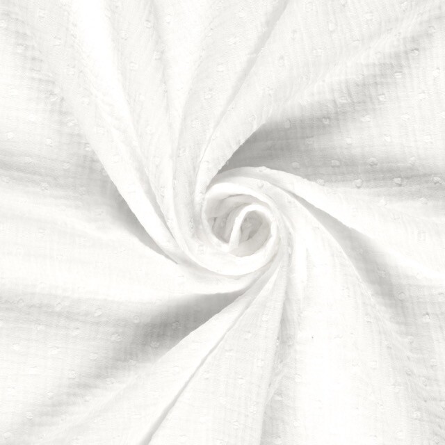 Katoenen mousseline dobby stippen offwhite