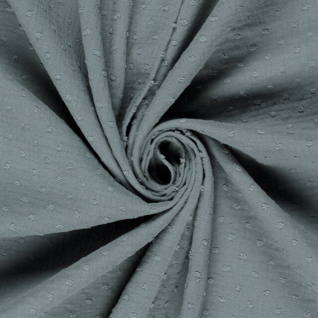 Katoenen mousseline dobby stippen indigo