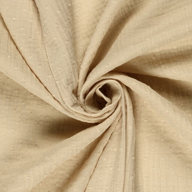 Katoenen mousseline dobby stippen offwhite