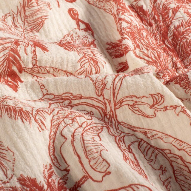 katoenen mousseline jungle rood