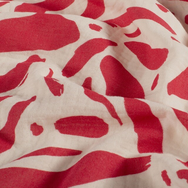 Katoenen mousseline abstract donkerrood
