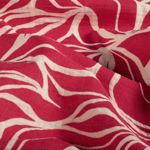 Katoenen mousseline abstract donkerrood