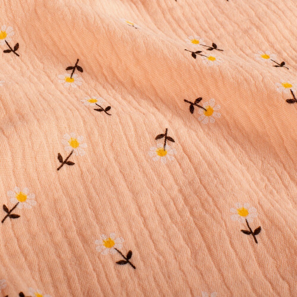 Katoenen mousseline bloemen lichtroze