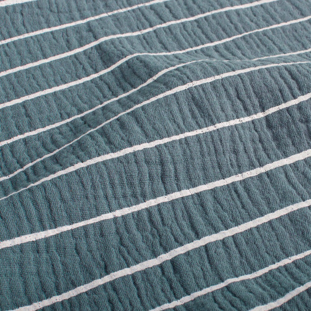 katoenen mousseline strepen offwhite/indigo