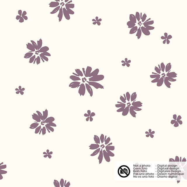 Katoen tricot bloemen offwhite