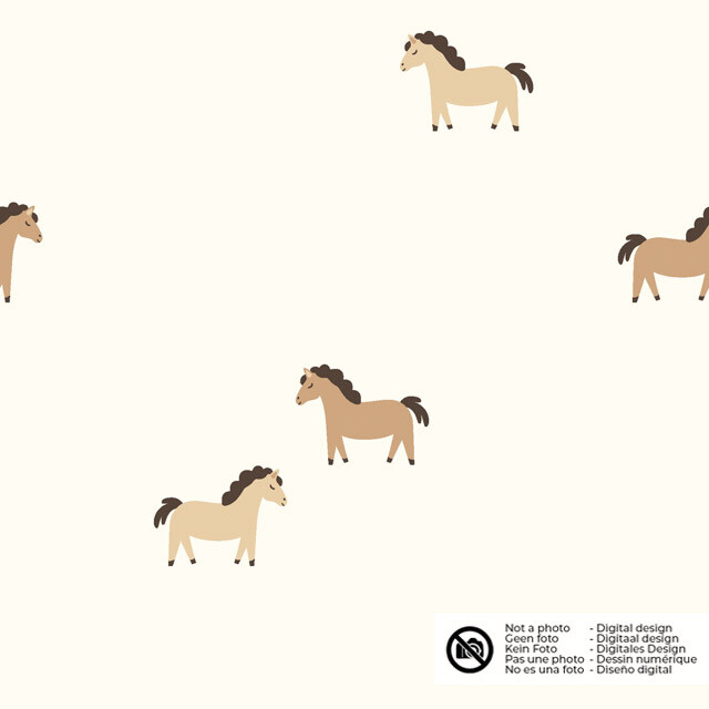 Katoen tricot paarden offwhite