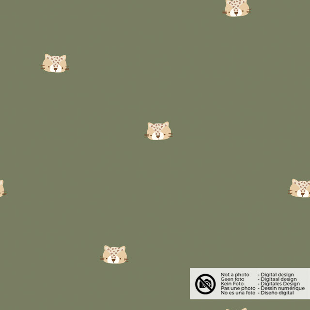 Katoen tricot luipaardkop donkergroen