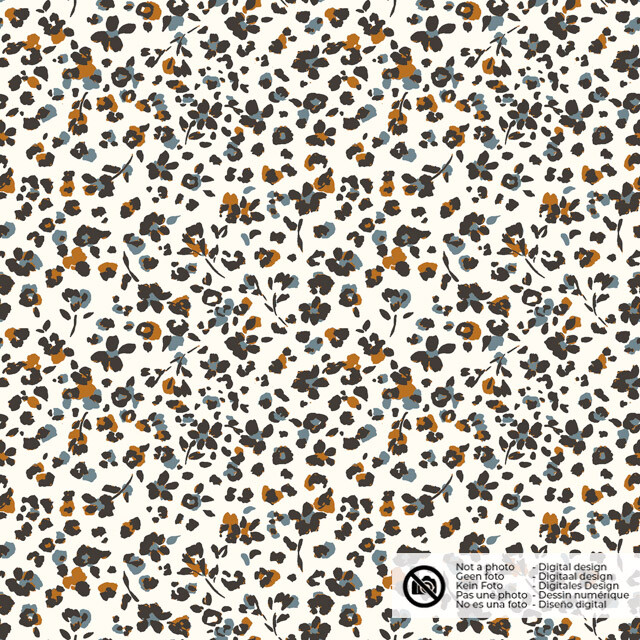 Katoen tricot bloemen offwhite