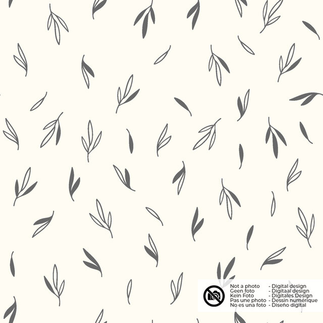 Katoen tricot bladeren offwhite