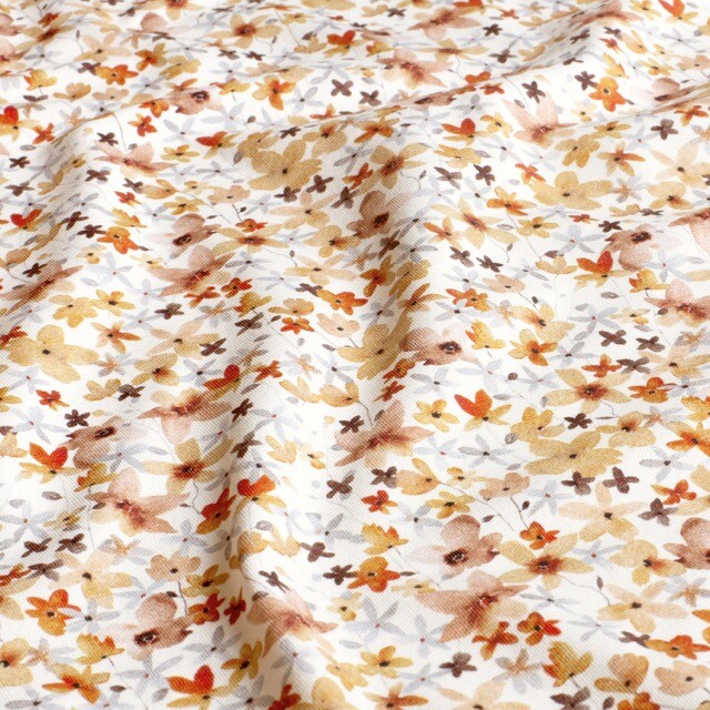 Katoen tricot digitaaldruk bloemen offwhite