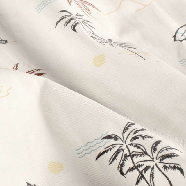 katoen tricot vakantie palmbomen offwhite