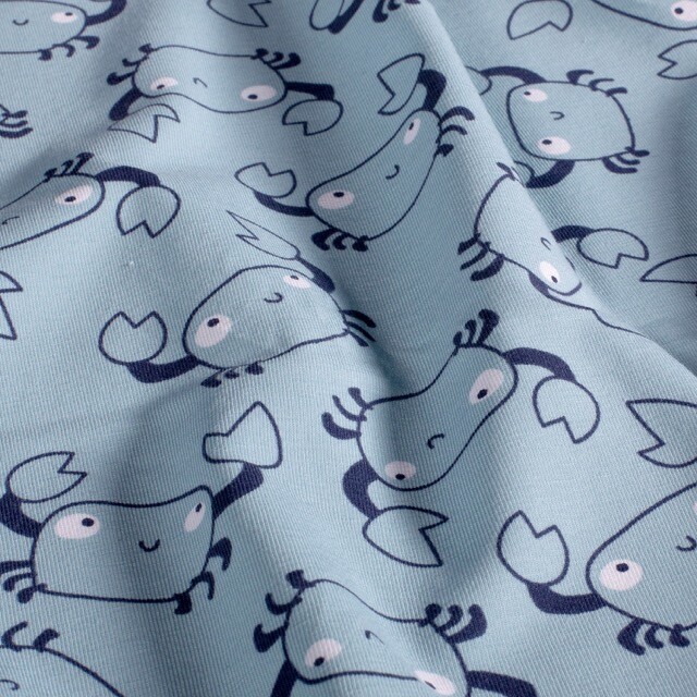 Katoen tricot krabben aqua