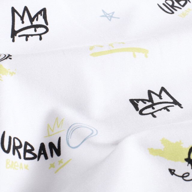 Katoen tricot graffiti wit