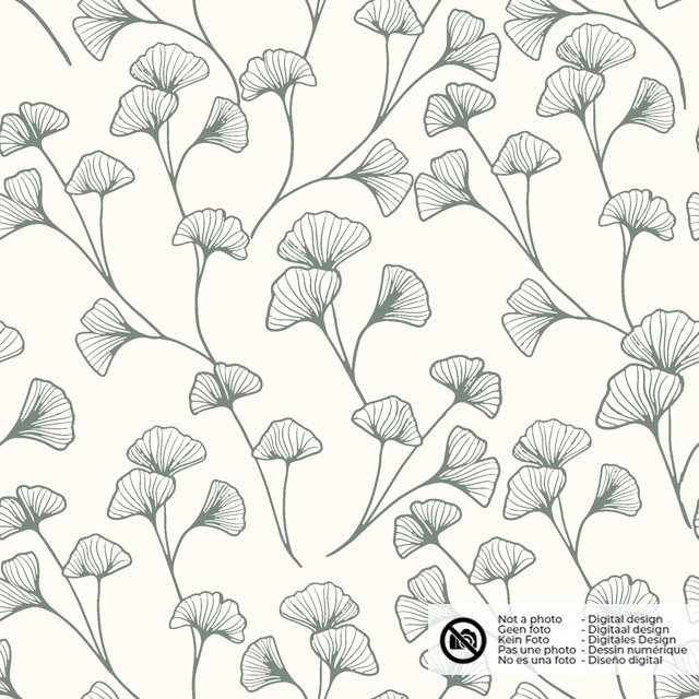 Katoen poplin bladeren kaki groen