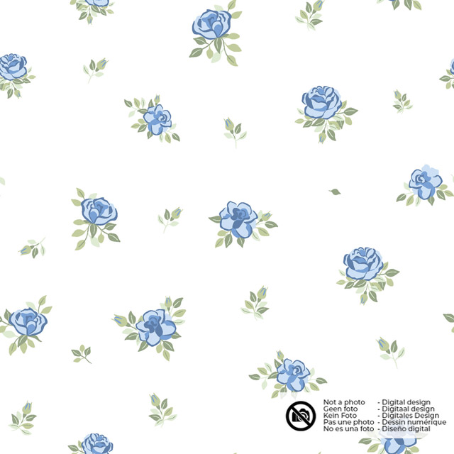 Katoen poplin bloemen indigo