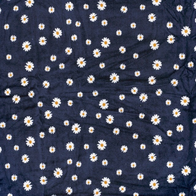 Nicky velours bloemen marine