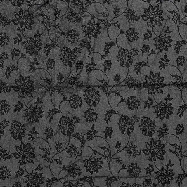 Nicky velours bloemen donkergrijs