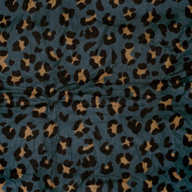 Nicky velours luipaard petrol