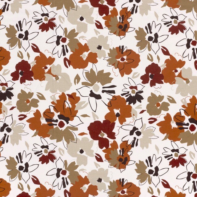 Sweat/french terry digitaaldruk bloemen offwhite