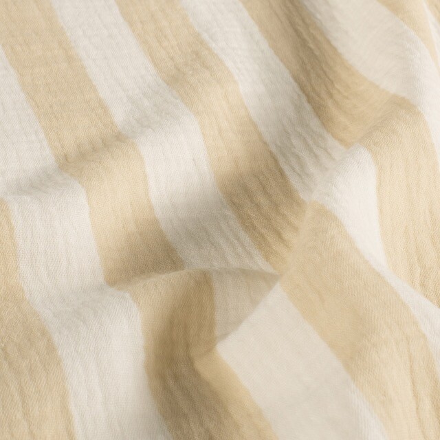 Katoenen mousseline strepen beige