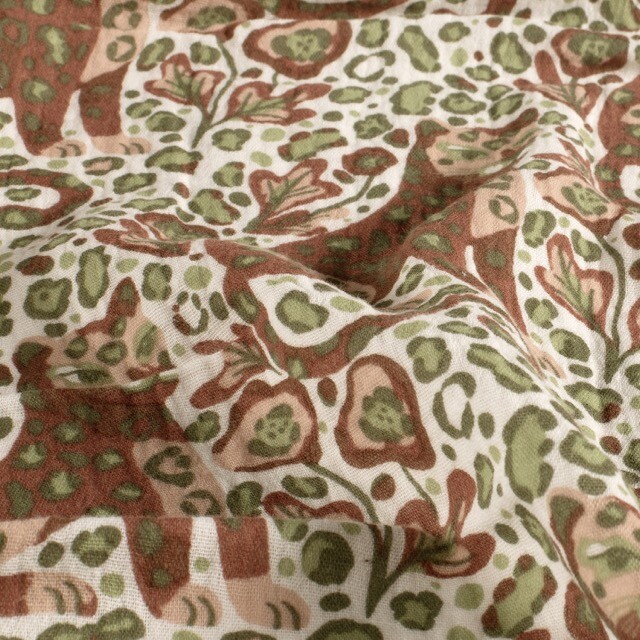 Katoenen mousseline luipaard offwhite