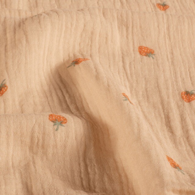 Katoenen mousseline aardbeien oudroze