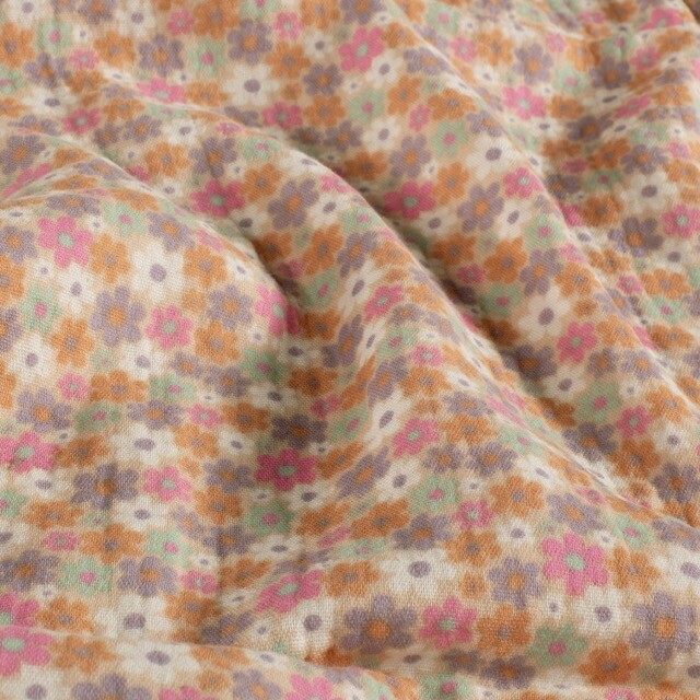 Katoenen mousseline bloemen roze