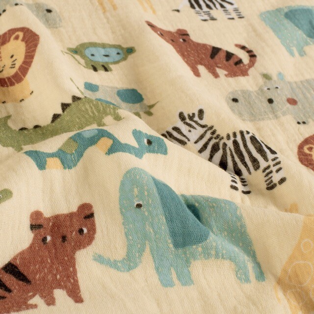 Katoenen mousseline dieren beige