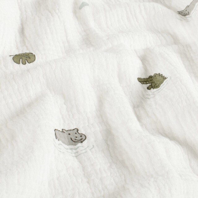 Katoenen mousseline dieren offwhite