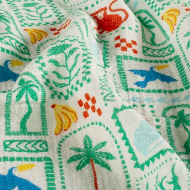 Katoenen mousseline dieren offwhite