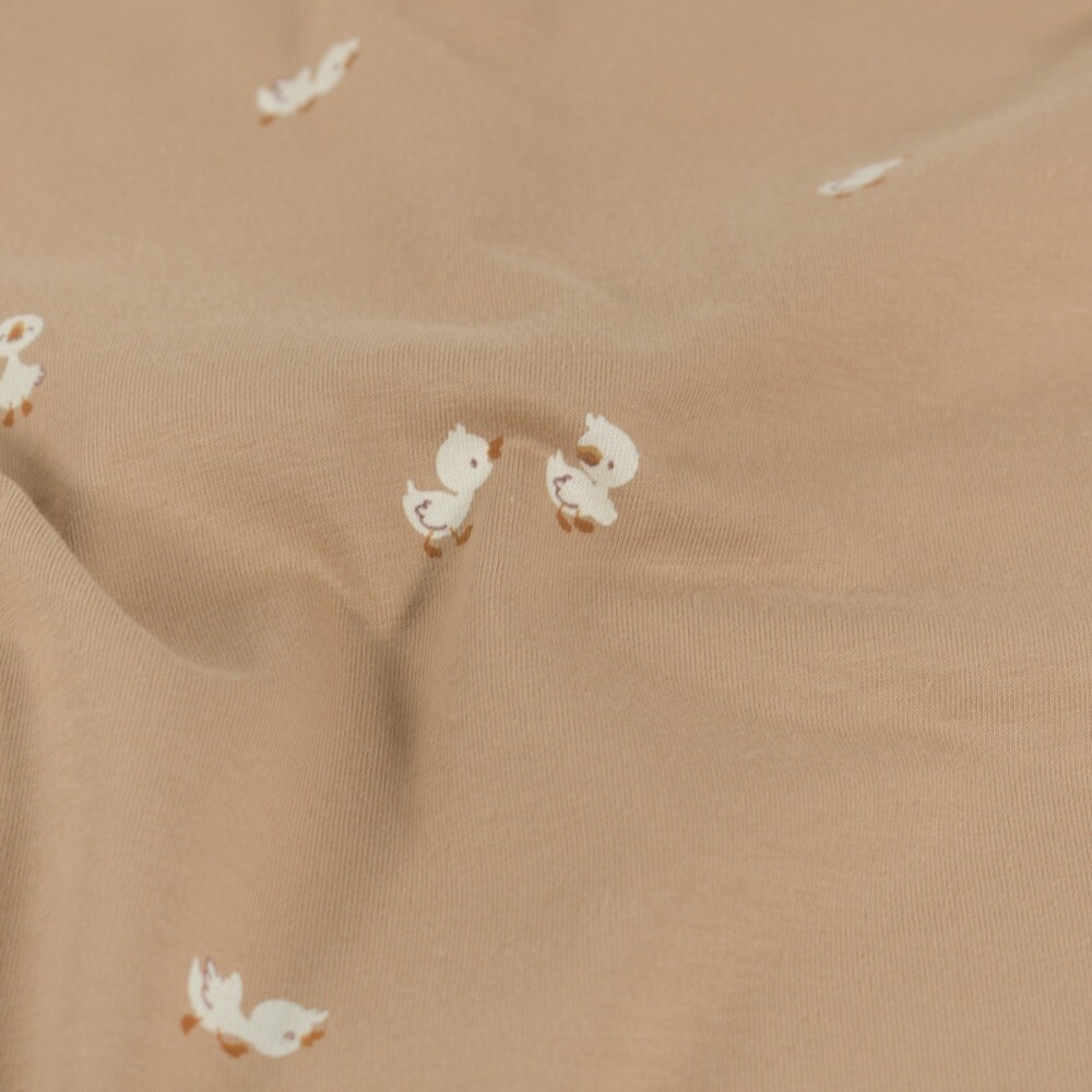 Katoen tricot jonge eendjes nude