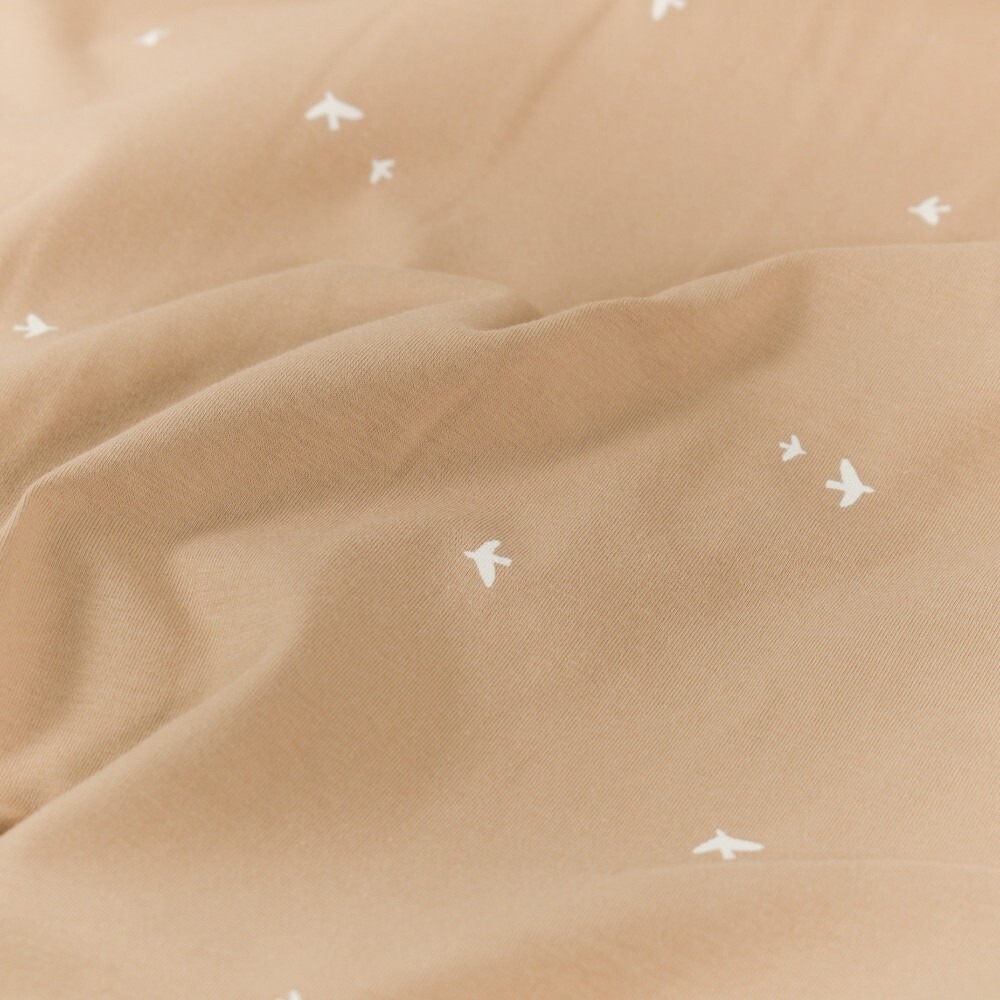 Katoen tricot vogels nude