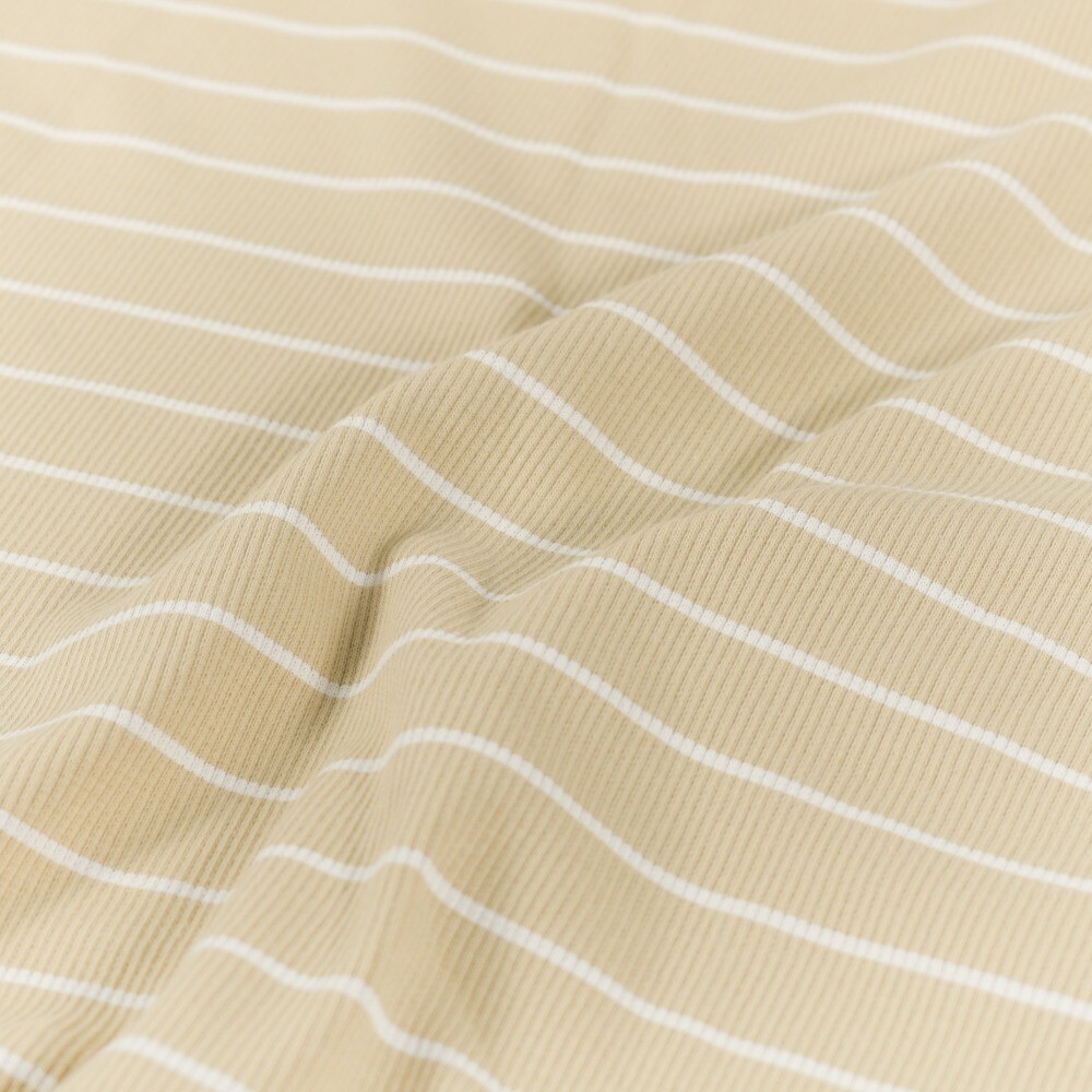 Rib jersey strepen beige