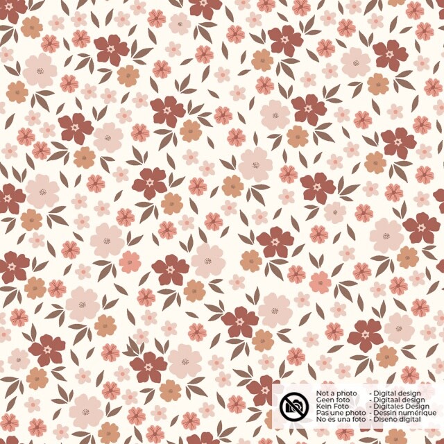 Katoen tricot bloemen offwhite