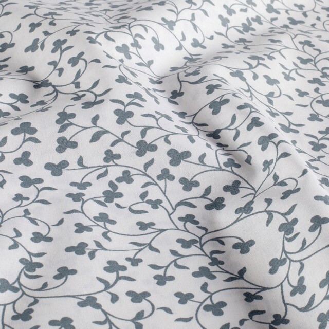 Katoen poplin bloemen offwhite